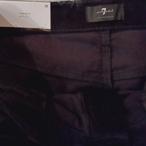 7 for all mankind high waist ankle skinny velvet stretch Jeans Black SZ 32 NWT - Picture 4 of 9